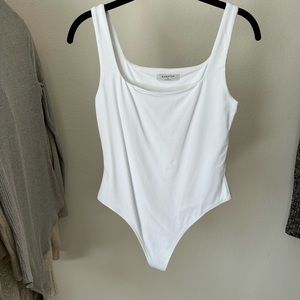 Babaton White Tank Bodysuit Medium
